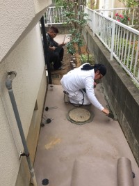 草抜き後、防草シート設置中‼︎